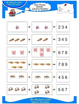 Çocuklar İçin toplam işlemi yaprak testleri 